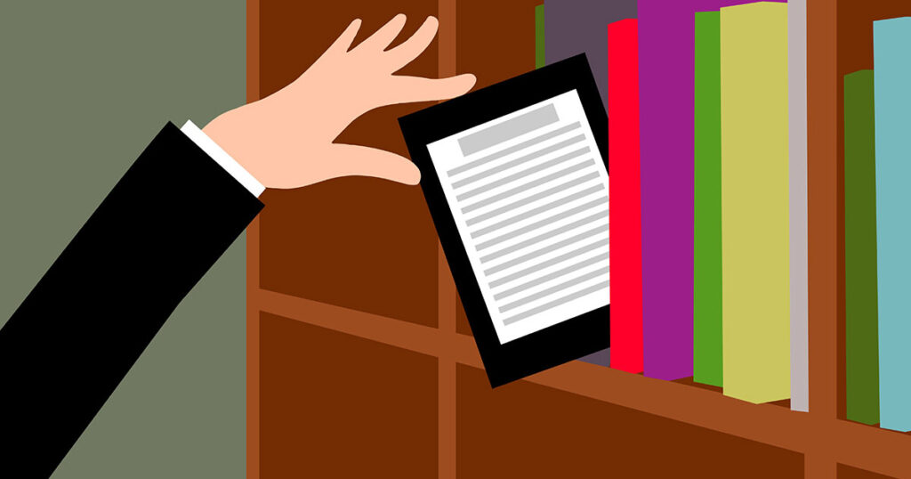 Ebook on a shelf
